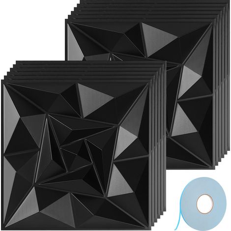 Wolketon Paneles murales 3D negros en espiral 30×30 cm autoadhesivos – PVC moderno (1/4)