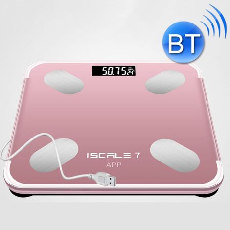 Balance connectée avec Bluetooth et mesure de la masse grasse - Rechargeable (Or rose) (1/5)