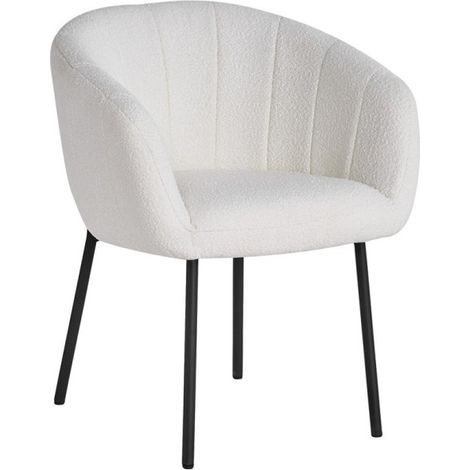 Sedia SEVILLE in tessuto bouclé bianco, dimensioni H79 x L57 x P62, ideale per la tua cucina o sala da pranzo.