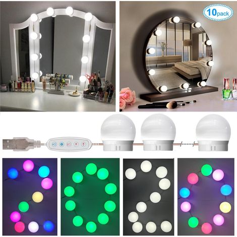 kit de lumière LED pour miroir de courtoisie pour maquillage,lampe maquillage,lampe pour miroir cosmétique,lampe de coiffeuse table,5M,10 ampoules LED 16 Modes,Alimenté par USB GROOFOO (1/5)