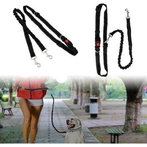 Guinzaglio elastico per correre/camminare con cani dotato di cintura per vita regolabile (1/5)