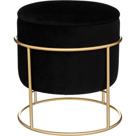 Pouf de Rangement en Velours 24 cm - Noir - SILUMEN (1/4)
