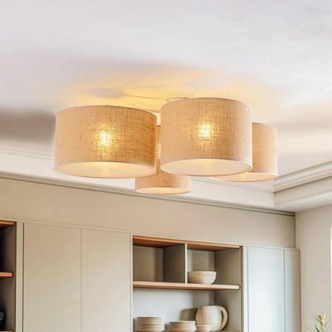 [GEBRAUCHT] B-Ware Euluna Deckenleuchte Deckenlampe Lodge Jute Textil Metall Beige Weiß 4 Flammig