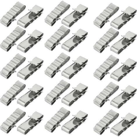 30 Kabelklemmen aus Edelstahl für Photovoltaikkabel und Anhängerkabelbäume. – 3,15 x 11 cm – Silber (1/4)