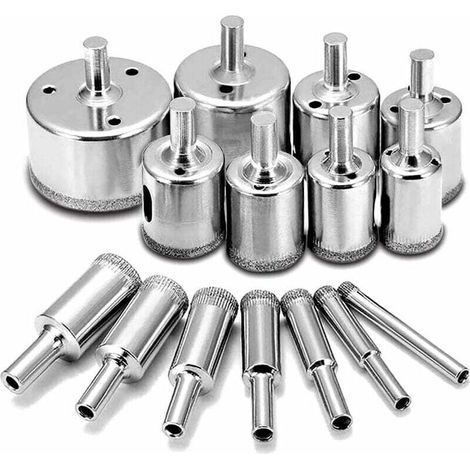 Enowelir Foret de Diamant, (15 Pcs ensemble de scie-cloche), coupeur de trou de tuile, Scie diamantée (Outils de solvant pour le verre, la porcelaine, la céramique, la pierre de granit) Scie cloche et (1/5)