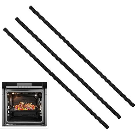 Revestimientos de silicona para horno (paquete de 3) - Protectores resistentes al calor para rejillas de horno, previenen quemaduras y marcas, fáciles de instalar, 35,5 cm de largo (negros)
