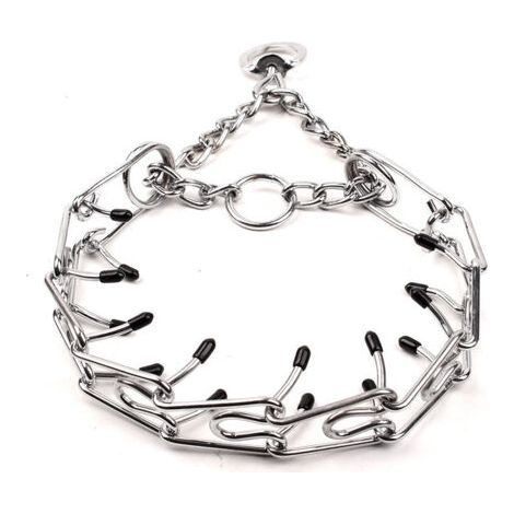 Collier de dressage pour chien : Chaîne métallique réglable avec embouts en caoutchouc, durable et efficace.-Chrom (1/5)