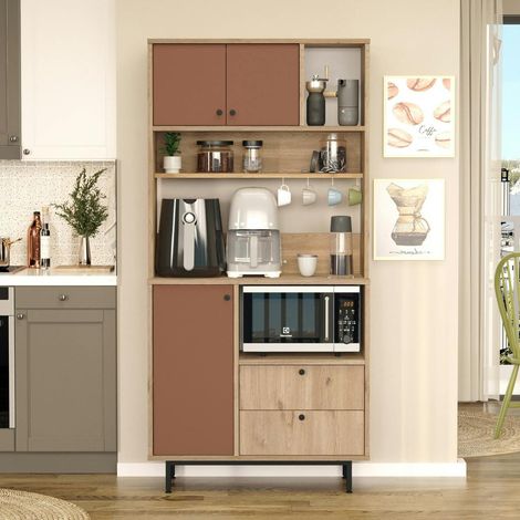 Buffet cuisine 3 portes niche micro-ondes H 180 cm JENA (1/5)