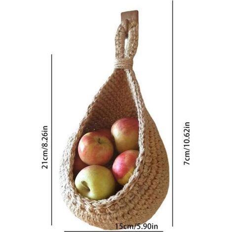1 Panier mural, tissé main, corde chanvre, style bohème, rangement fruits légumes (1/5)