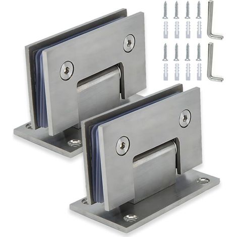 2 Pièces Charnières De Porte De Douche En Verre, Pince De Porte De Salle De Bain En Acier, Charniere Porte Lourde, Charnières De Douche à 90, 8 à 12 Mm Pince De Porte En Verre De Douche (1/5)