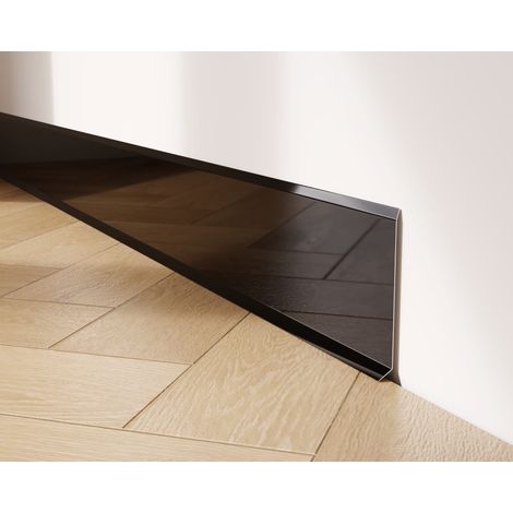 Dekorative Sockelleiste F aus rostfreiem Stahl für Wand und Wand 10cm x 270cm  - schwarz glänzend