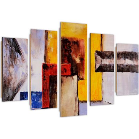 Quadro deco panel 5 parti, Blocco giallo - 100x70 (1/5)