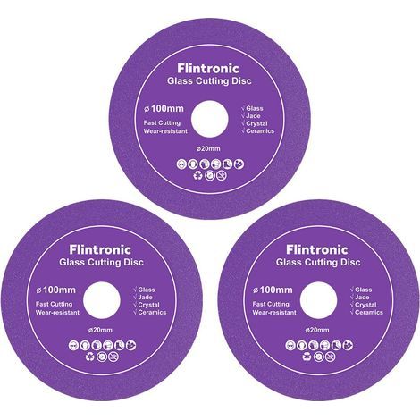 Flintronic 3pcs Disque Coupe Verre, Disque Diamant 100 Carrelage, Disque à Tronçonner Diamant, Disque Carrelage pour Bouteille, Porcelaine, Jade, Granit, Verre(100 x 20mm) (1/5)