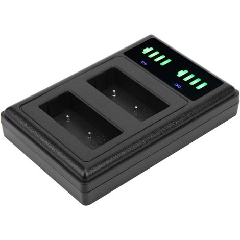 Dual Battery Charger Station Dock, Dual Port Micro Type C Camera Battery Charger Dual LCD Display for Battery