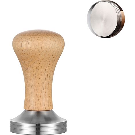 Pressino per caffè da 58 mm color legno, base in acciaio inox 304, pressino professionale per espresso, per portafiltri di macchine da caffè, utensili da barista (58 mm) (1/3)
