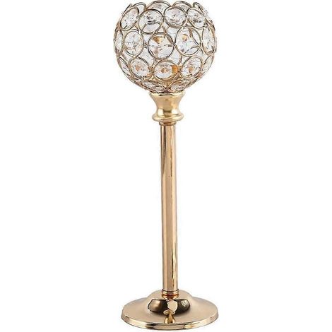 Bougeoirs européens en métal et cristal, bougeoirs dorés pour bureau, décoration de mariage ou d'intérieur (1 pièce) (1/5)