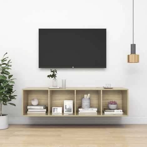 vidaXL Mobile TV Parete Rovere Sonoma 37x37x142,5cm Legno Multistrato (1/5)