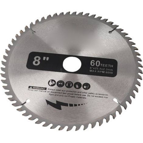 lame de scie circulaire 8 pouces Lame de scie circulaire argentée de 200 mm pour la du bois, 60 dents + 1 bricolage scie (1/5)