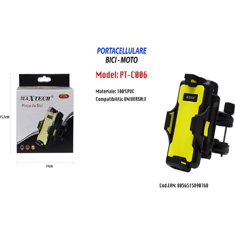 TRADE SHOP - Porta Cellulare Universale Da Auto Bici Moto Biciclette 100% Pvc Maxtech Pt-c006 - (1/2)