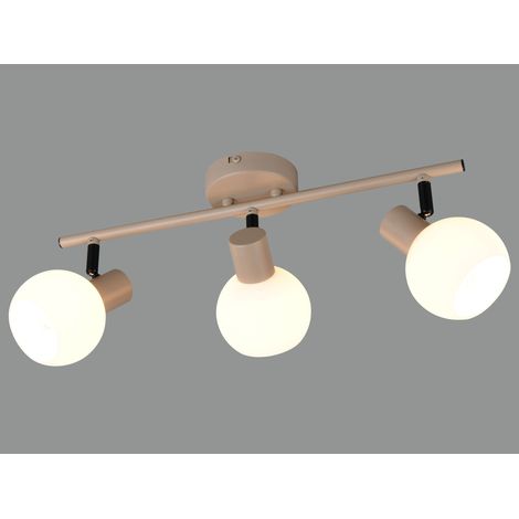 Plafonnier applique couloir lumière beige chaud métal E14 3 ampoules L 45 cm (1/5)