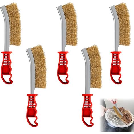 5 Pièces Brosse Barbecue, Acier Inoxydable Multifonctionnel Brosse Metallique a Main, Metallique a Main avec Poignée pour Nettoyer Les Résidus de Gril, de Gril à gaz, de à Charbon de Bois (1/4)