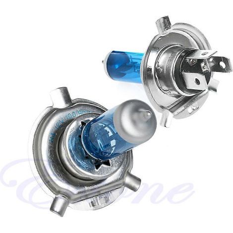 Lot de 2 ampoules halogènes H4 100 W 12 V 5000 K blanc chaud pour phares de voiture et véhicules.