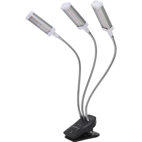 Lampe de croissance LED pour plantes grasses d'intérieur, orientable à 360°, avec minuterie et alimentation 100-240 V (argentée, prise européenne). (1/5)