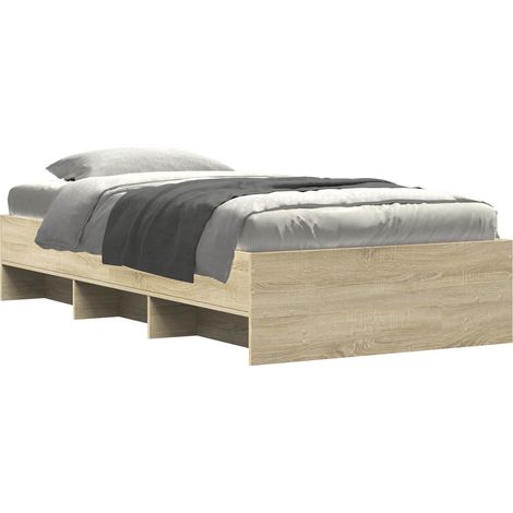 Bettrahmen mit Regal Sonoma-Eiche 80 x 200 cm Holzwerkstoff vidaXL (1/5)