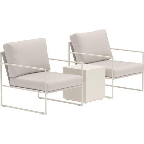 Salon de Jardin 2 Places "Lissabon" 74cm Beige (1/4)