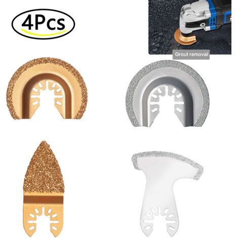 4 pieces Lames de scie en diamant oscillantes, outil multifonction, pour eliminer le coulis et couper les carreaux souples (1/5)