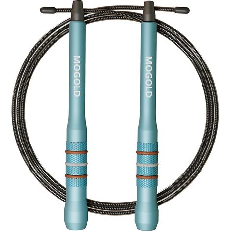 Skipping Rope Adult Fitness 43cm Turquoise Aluminum Handles 300cm PVC Steel Rope 360 Degree Rotation Skipping Crossfit Grip (1/5)