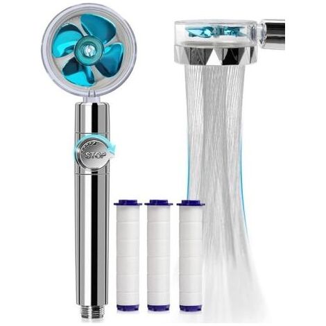 Pommeau de douche pluie turbocompressé à main grand filtre à eau peau embellissant puissant bain à domicile suralimenté (1/4)
