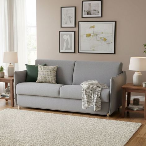 Divano Fisso 2 Posti Monleale, Sfoderabile, Idrorepellente Made in Italy, Lavabile, 160x95x90h cm Grigio (1/4)