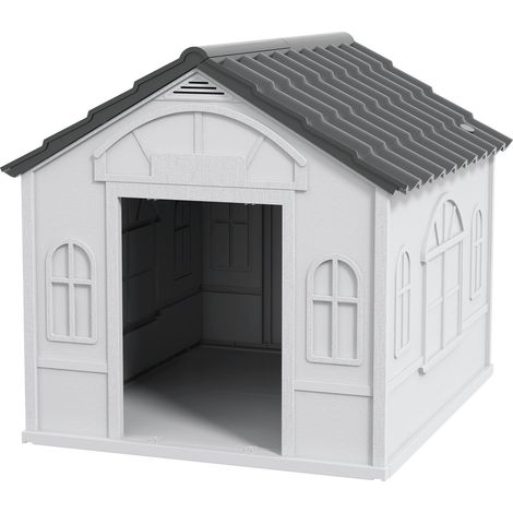 Casa para perros, casa para perros con techo a dos aguas, casa para animales pequeños resistente a la intemperie para perros medianos de menos de 20 kg, casa para perros para exteriores, 65 x 75,7 x 6