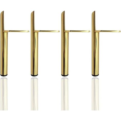 Juego de 4 patas para muebles, patas de mesita de noche, patas de metal, base silenciosa antideslizante para mesas de café, armarios y sofás (15 cm, dorado) (1/5)