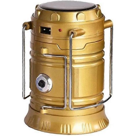 Batterie externe solaire multifonctionnelle, lampe torche télescopique COB pour le camping, la randonnée et la pêche (Golden) (1/5)