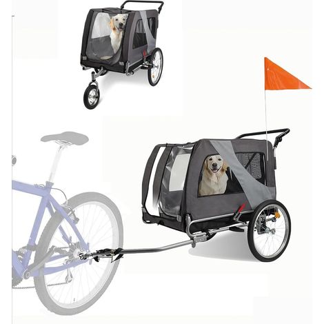 Trintion 2-in-1 Hundefahrradanhänger Jogger bis 40kg - Fahrradanhänger für Hunde, Leichtlaufräder, Verstärkter Boden, Sicherheitsfahne (1/5)