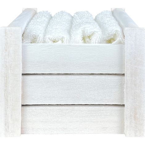 Cestino Con Lavette Ospiti in Cotone 30 x 30 Cm Asciugamani Spugna Bagno Salvietta Ospite ClassicBianco (1/5)