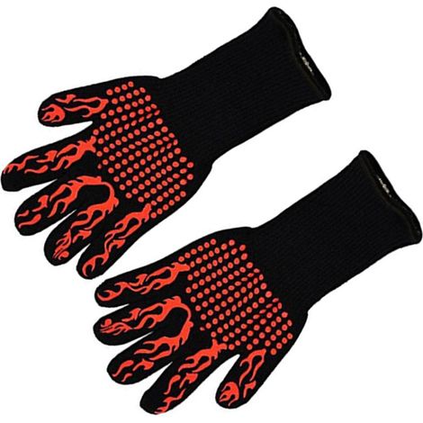 Gants de barbecue, gants résistants à la chaleur, gants de cuisson en silicone, gants de cuisine pour la cuisson et la pâtisserie, rouges (1/5)