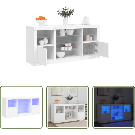 LED-Beleuchtung -  Sideboard mit LED-Leuchten Weiß 142,5x37x67 cm (1/5)