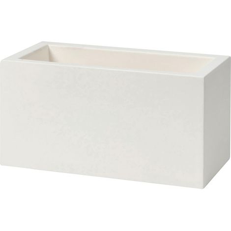 Vaso Rettangolare Indoor e Outdoor Tera Schio Cassa Maxi Chalk 78,5x39 cm in Plastica Bianco Gesso