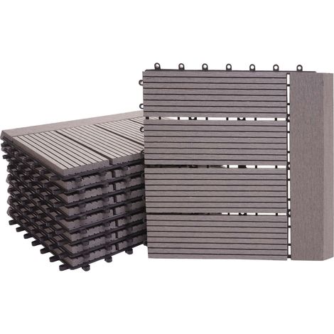 Piastrelle Premio pavimentazione da esterno Rhone T831 WPC 30x30cm 11 pezzi 1mq profilo orizzontale grigio lineare