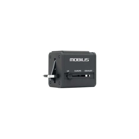 Adattatore da viaggio mobilis 001243 doppia porta USB 100-240V (1/3)