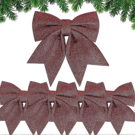 Nœuds en ruban de Noël - Grande décoration à suspendre en forme de nœud papillon pour couronnes de Noël et boîtes cadeaux (1/4)