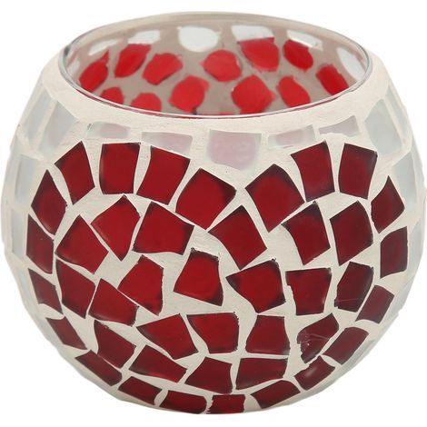 Bougeoir en mosaque motif cur d'amour, bougeoir en verre artisanal exquis pour Restaurants et Bars (1/5)