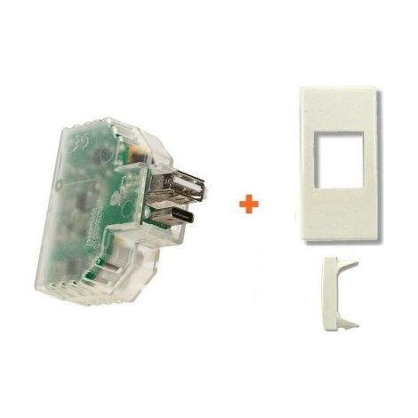 Fanton caricatore USB A+C incasso compatibile Legrand Cross Bianca - 82893-CB