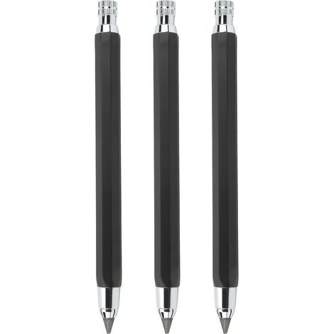 Crayon de charpentier mécanique, 3 pièces, 5.6mm, outil de traçage, Kit de marqueurs pour le travail du bois, noir (1/5)