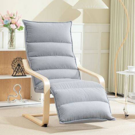 Fauteuil salon relax inclinable 67 cm velours gris clair OKMYHOME (1/4)