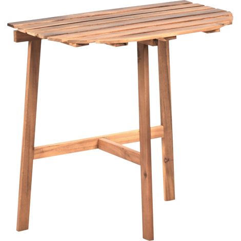 Mesa de balcón jardín plegable de madera de acacia semirredonda 70 x 44 cm marrón Osigo