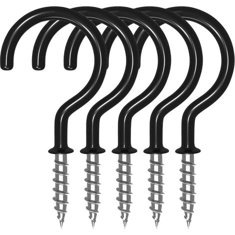 12 ganci a vite in metallo, ganci a vite per soffitto per bagno, cucina, garage - Nero